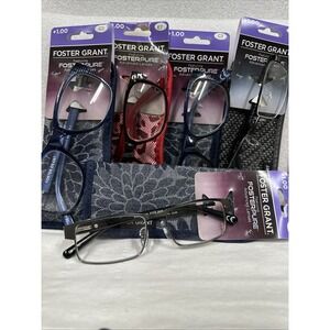 Foster Grant Design Optics Reading Glasses Set of Five +1.00 with Case New Read